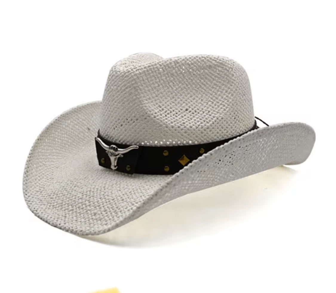 White Longhorn Split Stitch Dye Longhorn Cowboy Hat
