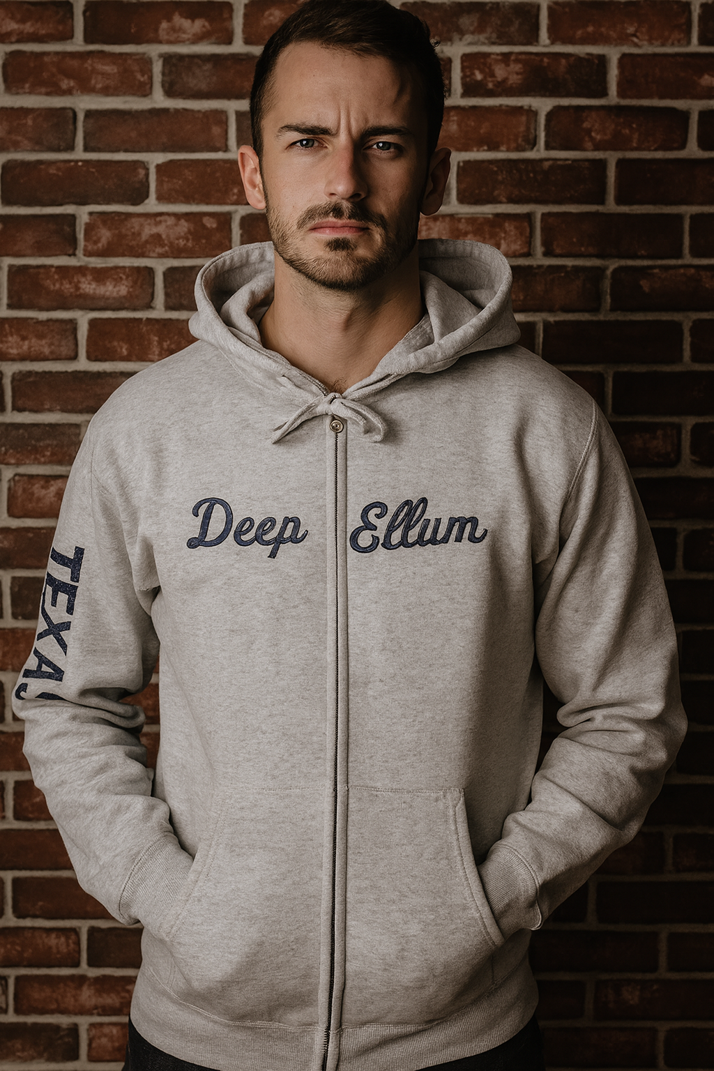 Deep Ellum Texas Chenille Zip Up Jacket Hoodie