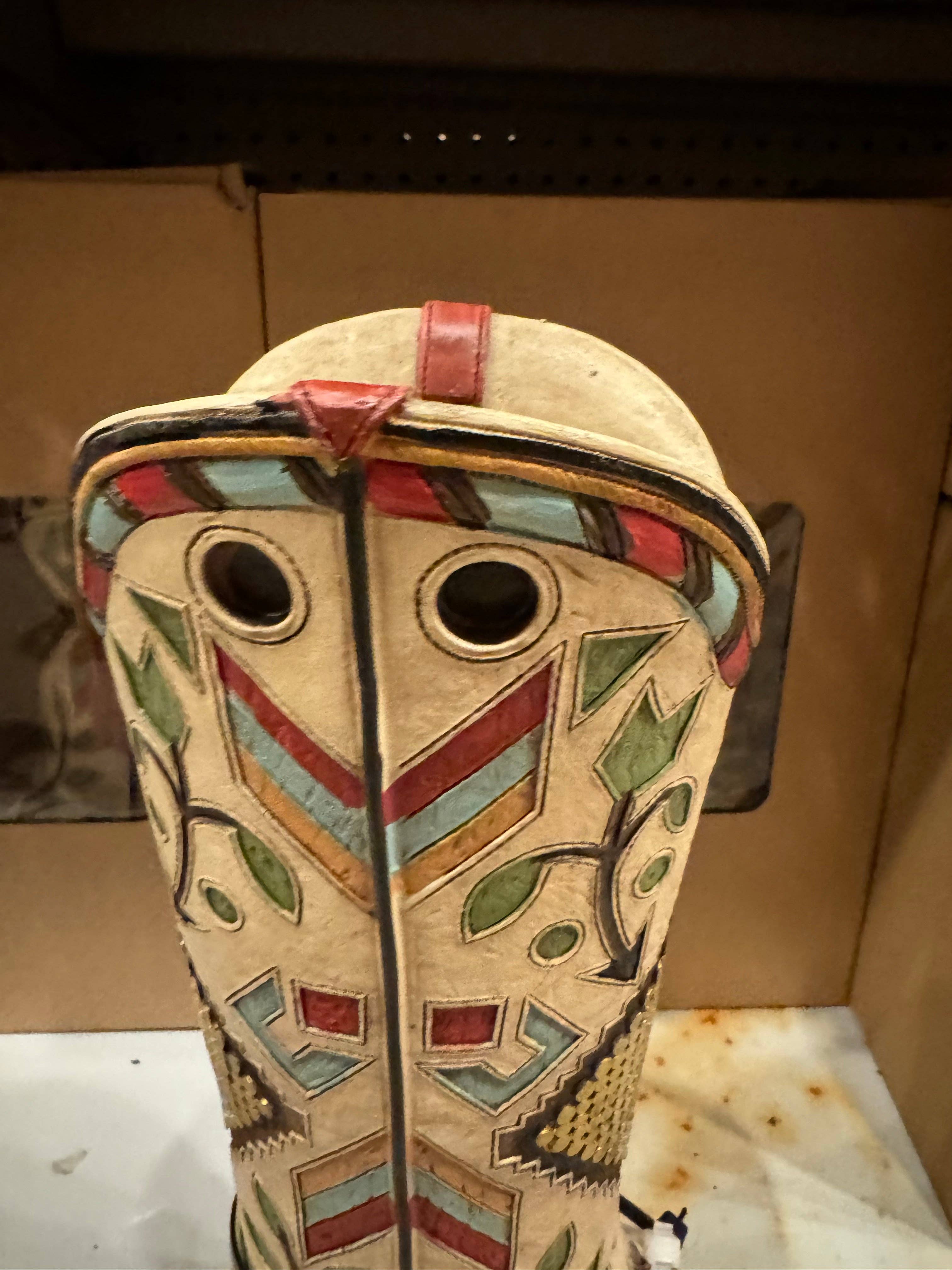 Beige Beaded Boot Vase