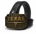 Icon Texas, Bronze buckle Genuine black Leather Belt