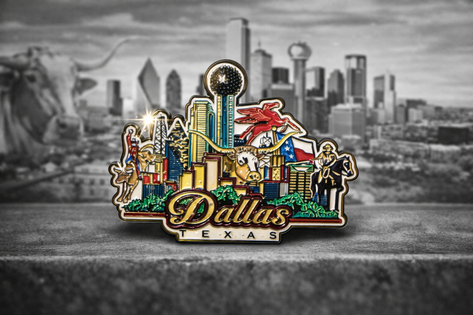 Collector edition Dallas Skyline  jumbo Lapel Pin