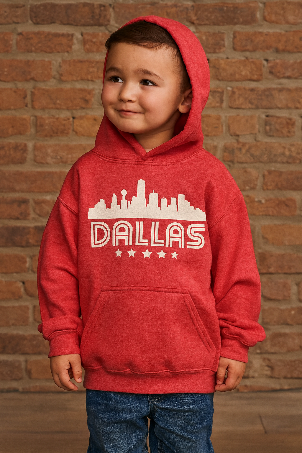 Youth Red Dallas Skyline Hoodie