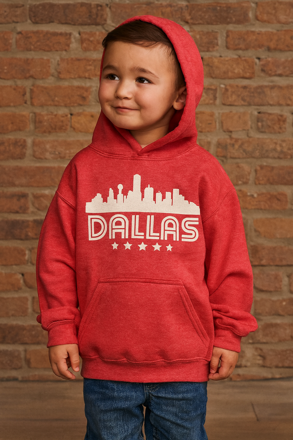 Youth Red Dallas Skyline Hoodie