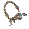 Trendy Western Cowgirl Aztec Turquoise
Bracelets Vintage Sliver Charm Cowboy Hat Boots Bull Charm Chain Link Bracelet