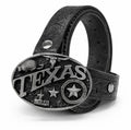 Icon Texas, silver buckle Genuine black Leather Belt