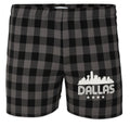 MEN'S 100% COTTON DOUBLE-BRUSHED FLANNEL BOXER Black Grey with Dallas Skyline