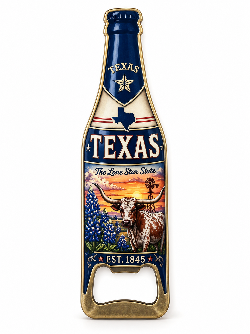 Texas Lone Star Magnetic Bottle Opener – Bronze Look