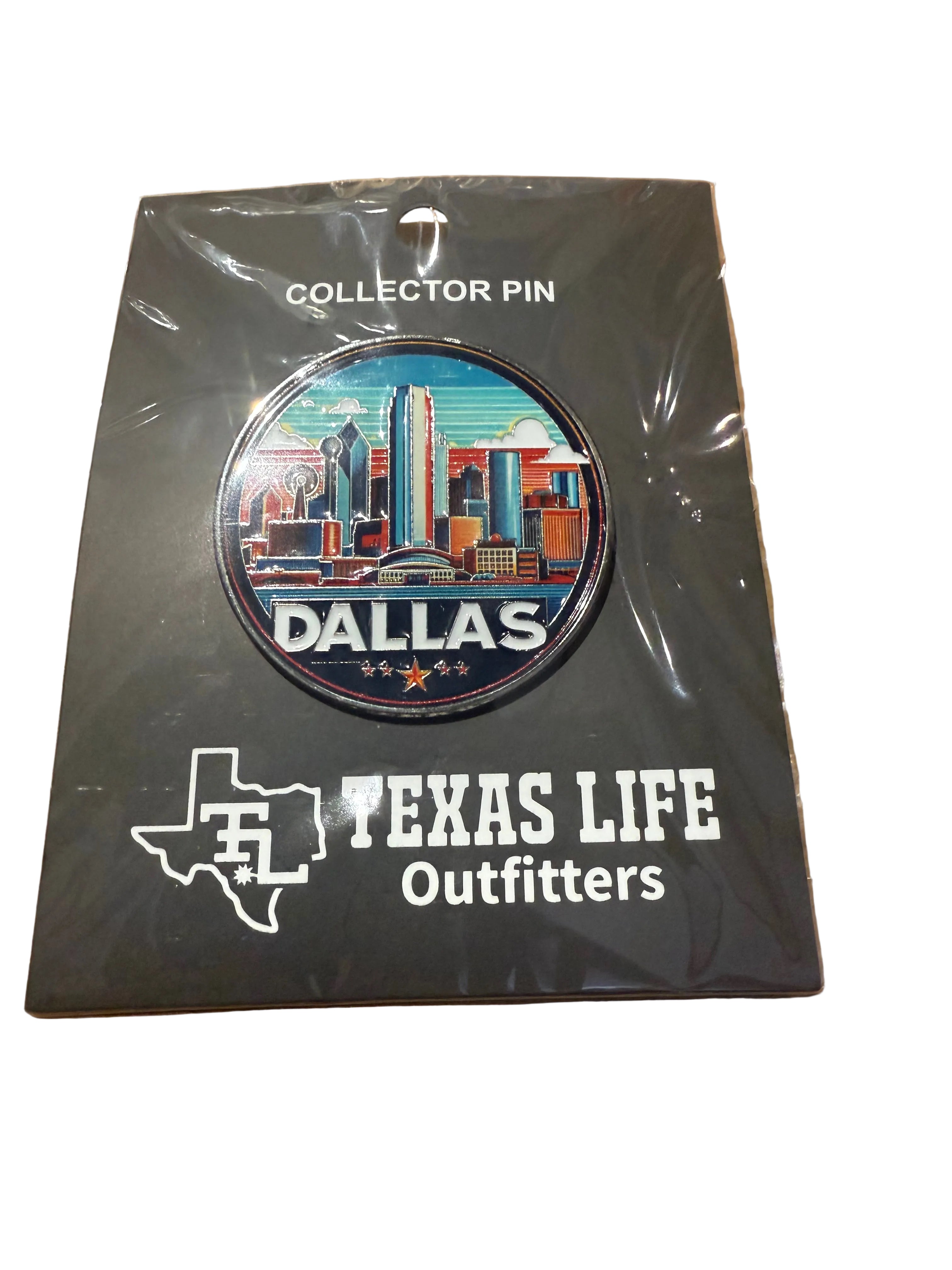 Collector edition Dallas circle skyline jumbo Lapel Pin