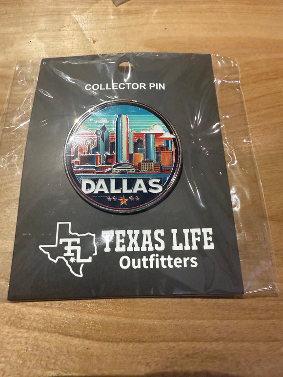 Collector edition Dallas circle skyline jumbo Lapel Pin