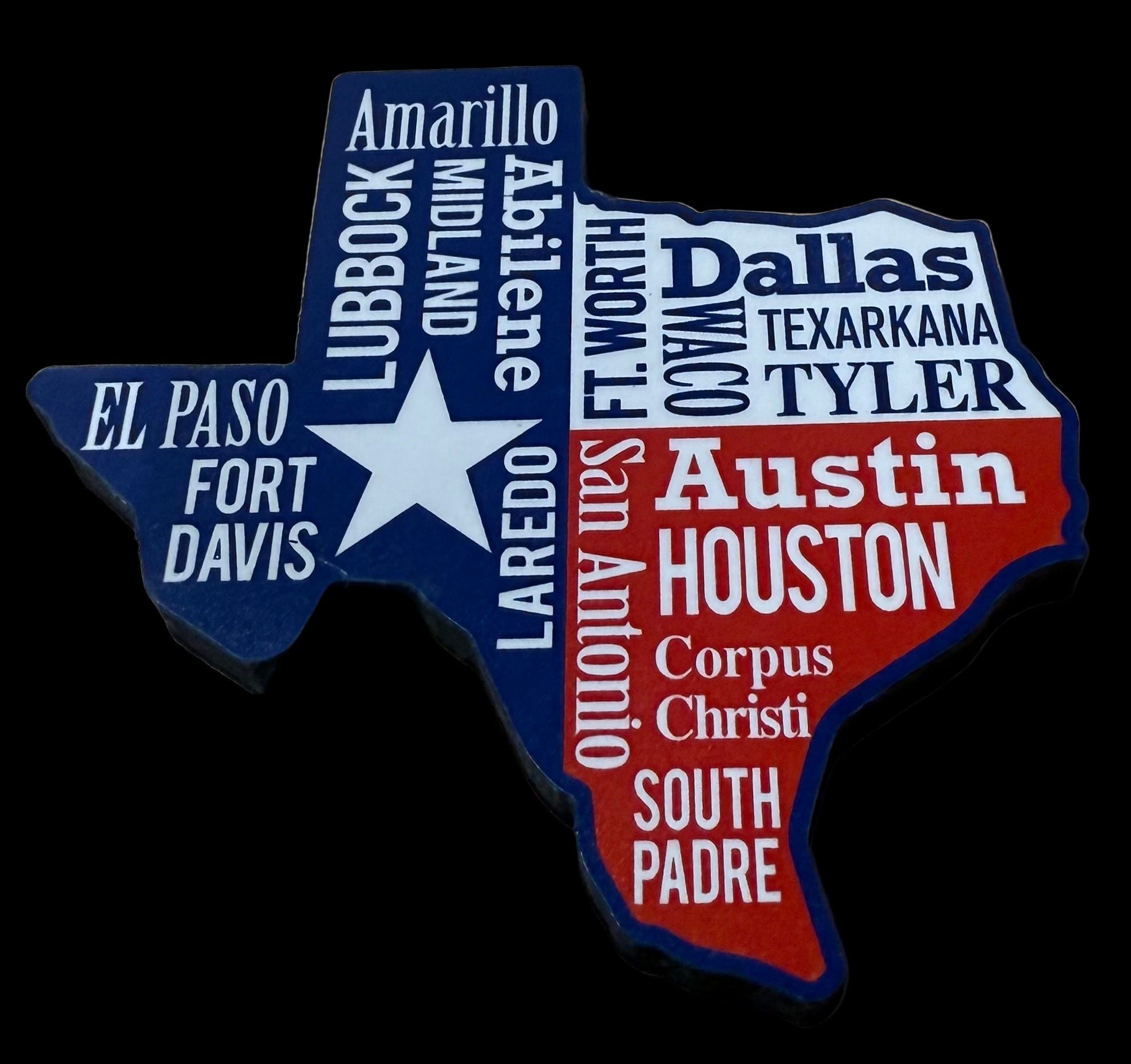 Cities of Texas , wooden Magnet
