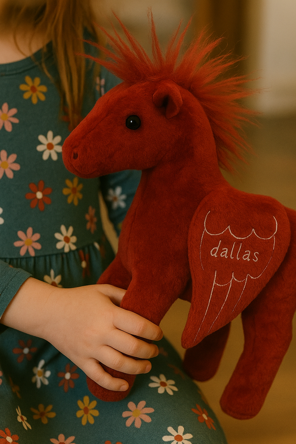 Dallas Pegasus Red Plush Horse