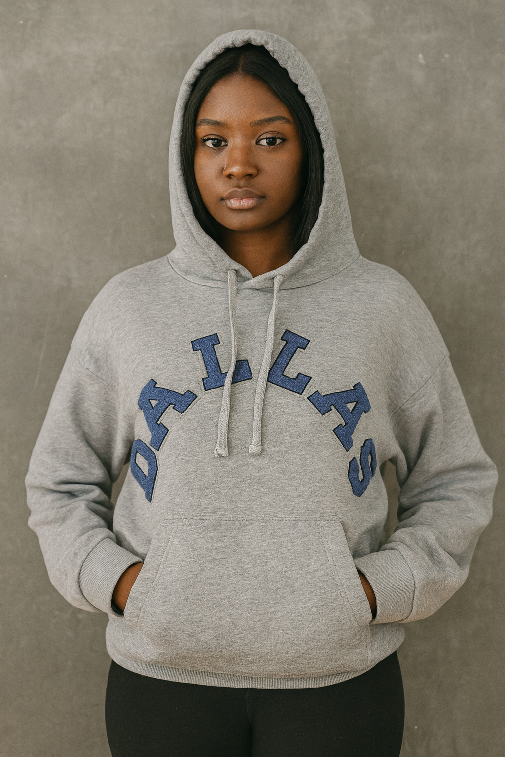 Dallas Navy Silver Chenille Twill Hoodie Sweatshirt