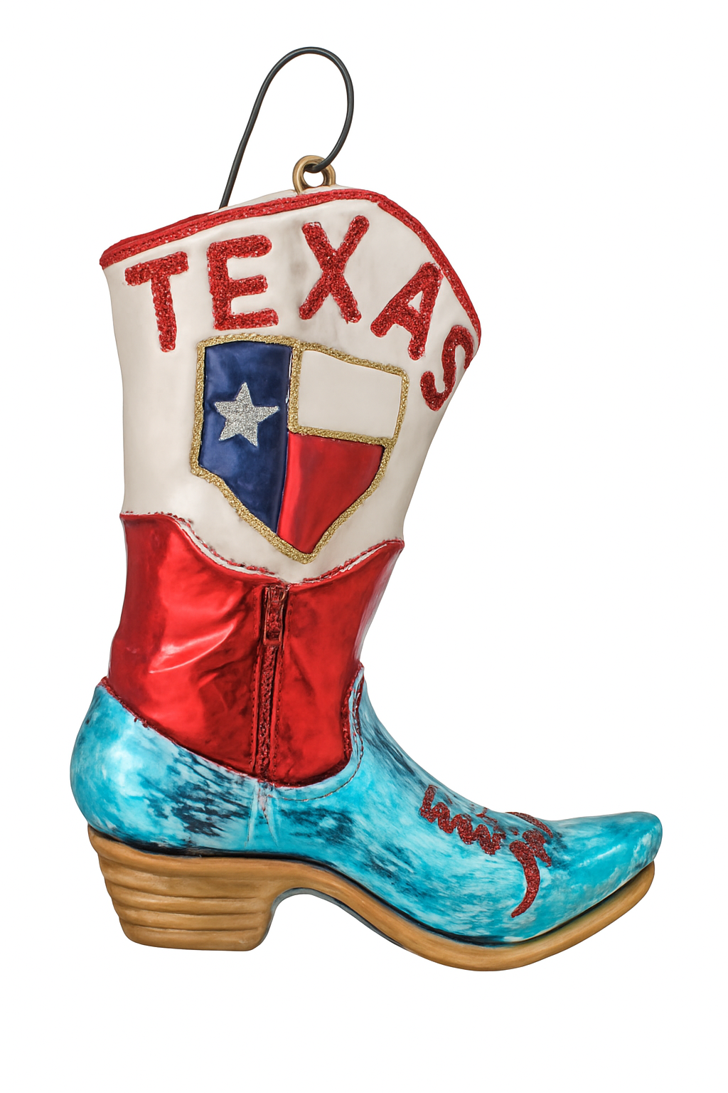 Cowboy Boot State Of Texas Glass Blown Ornament