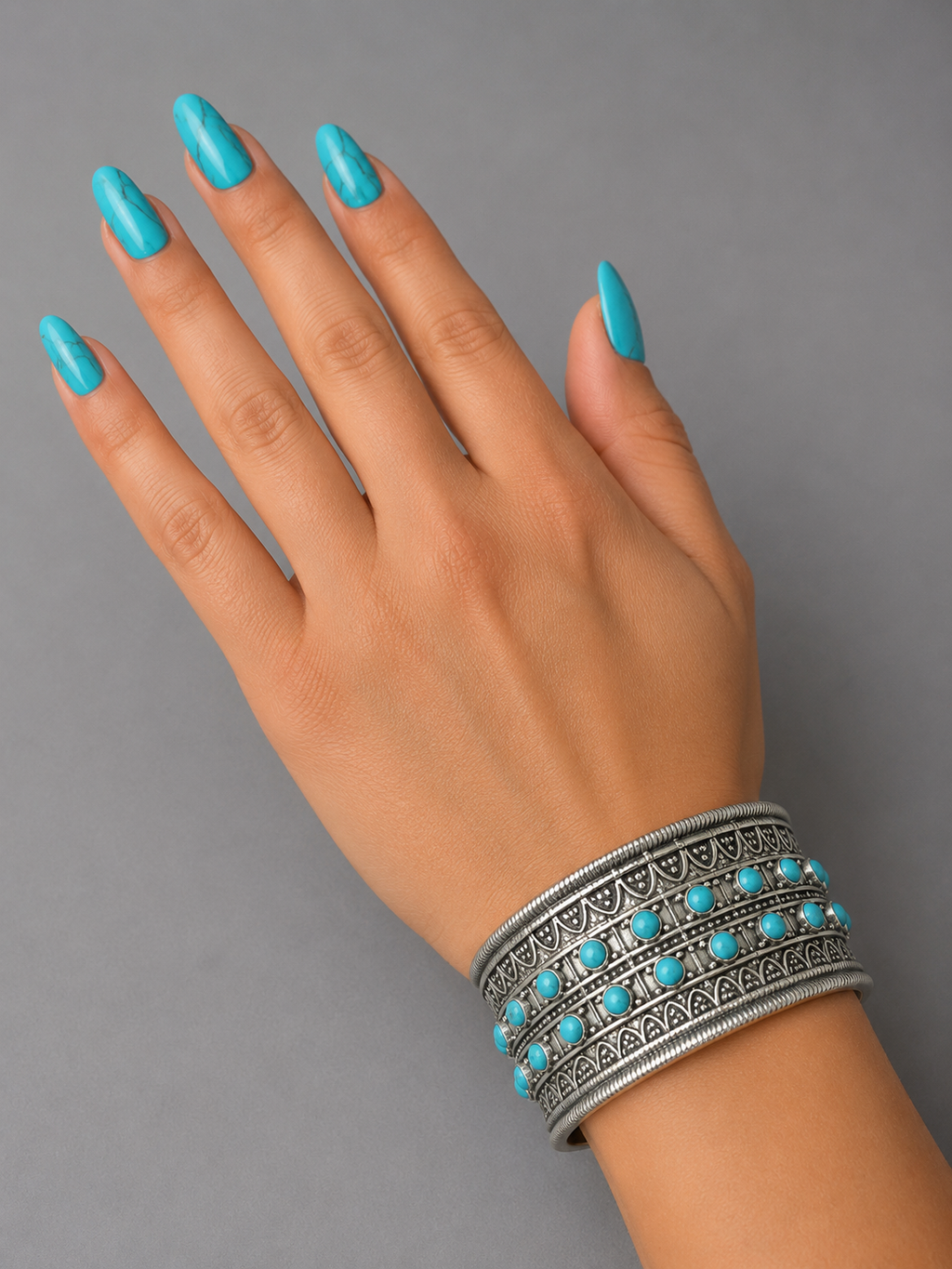 Western Cowgirl Turquoise  Vintage Sliver Bracelet