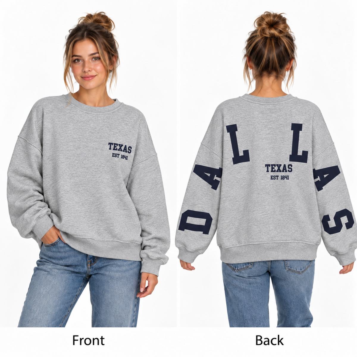 Dallas Wraparound Crewneck Sweatshirt – Oxford Gray