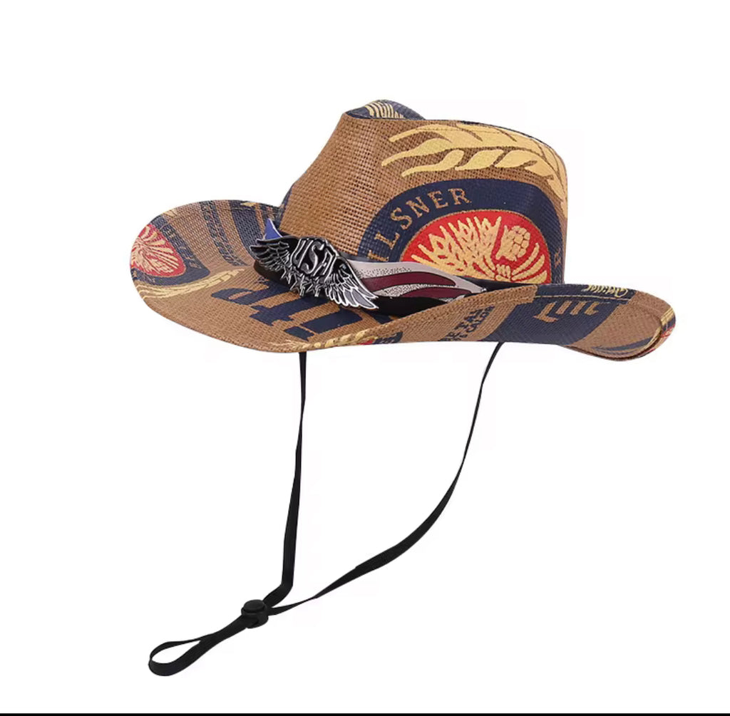 USA Beer Western Straw Cowboy Hat