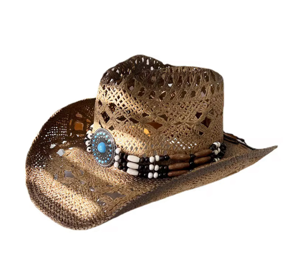 Black  turquoise beaded Cowboy Hat