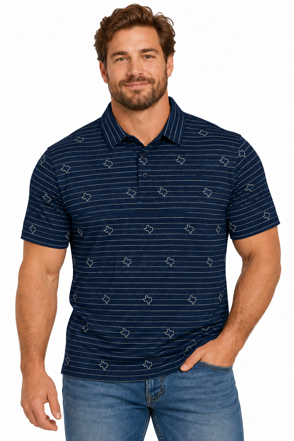 Texas Navy Micro Icon Polo