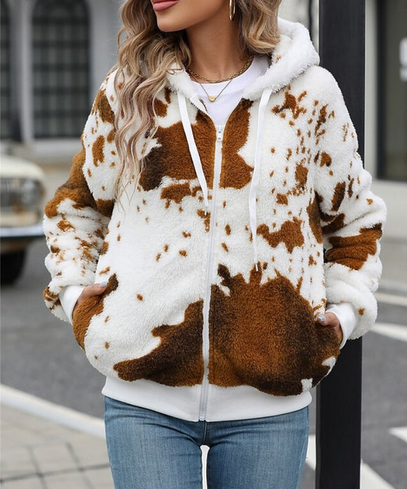 Full Zipper Cowhide Pullover