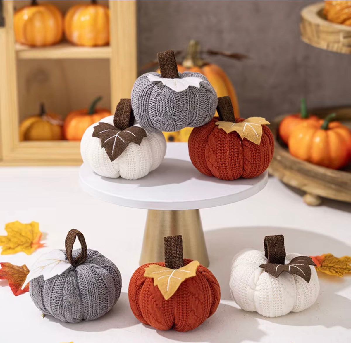 Mini Knitted Pumpkin Fall Décor