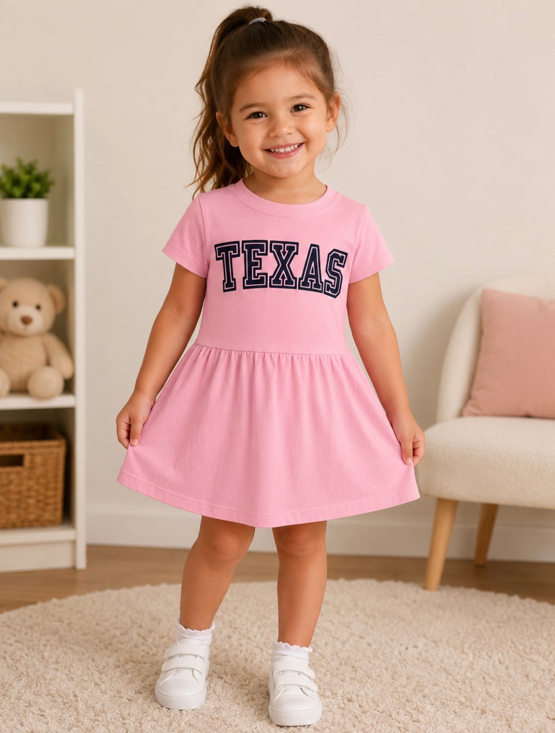 TEXAS Pink Toddler Fine Jersey Dress