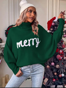 Merry  Green Turtleneck Sweater