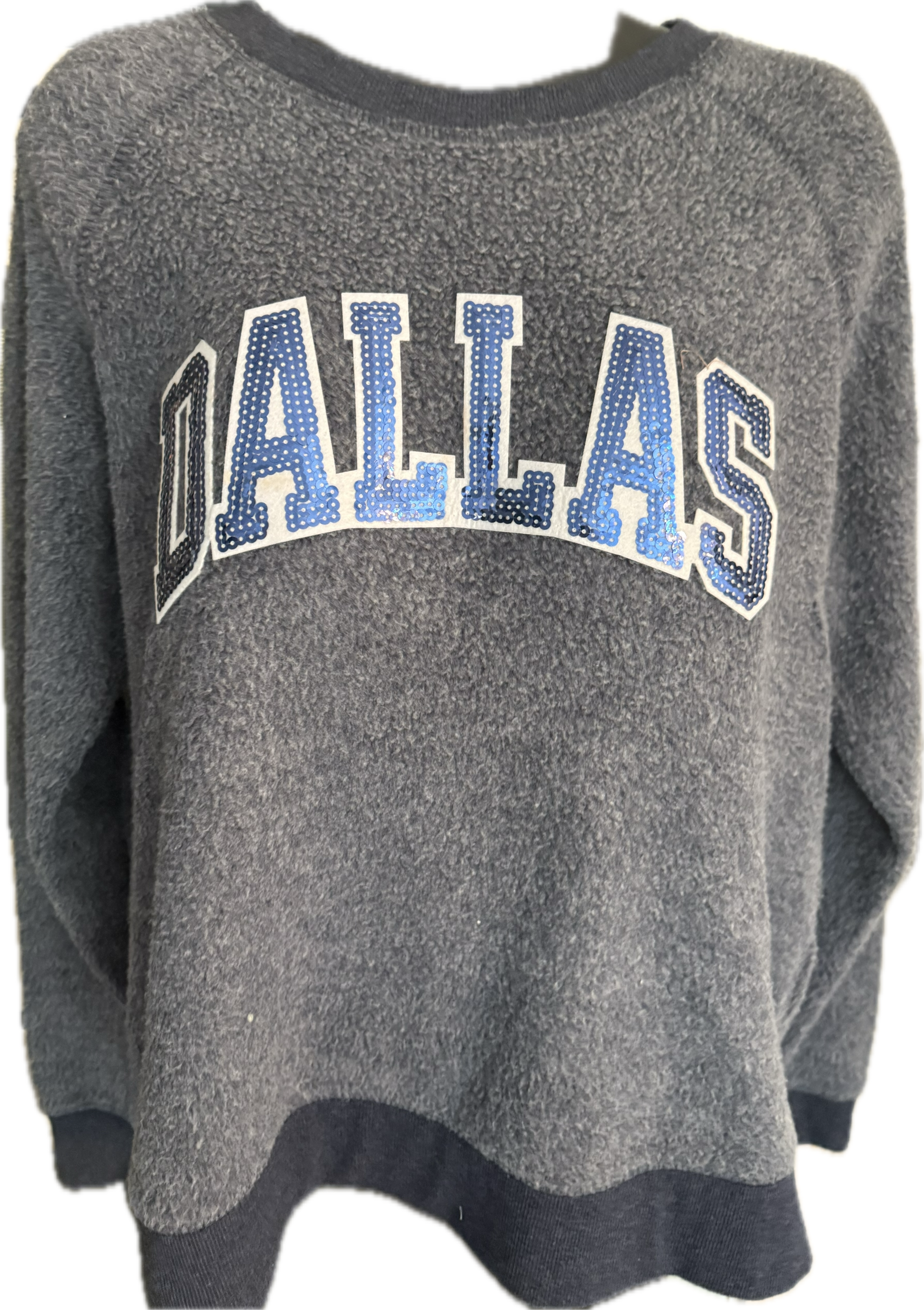 Dallas Texas Sparkle Chenille Inside Out Crew Sweater