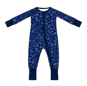 Texas Icons Baby Zip Up - bluebonnet blue
