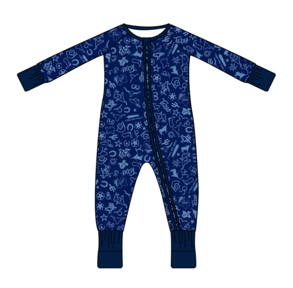 Texas Icons Baby Zip Up - bluebonnet blue