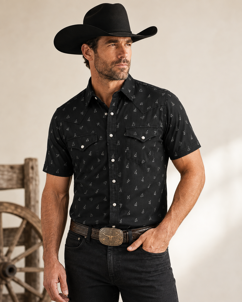 Lone Star State Black Pearl Snap Button Up