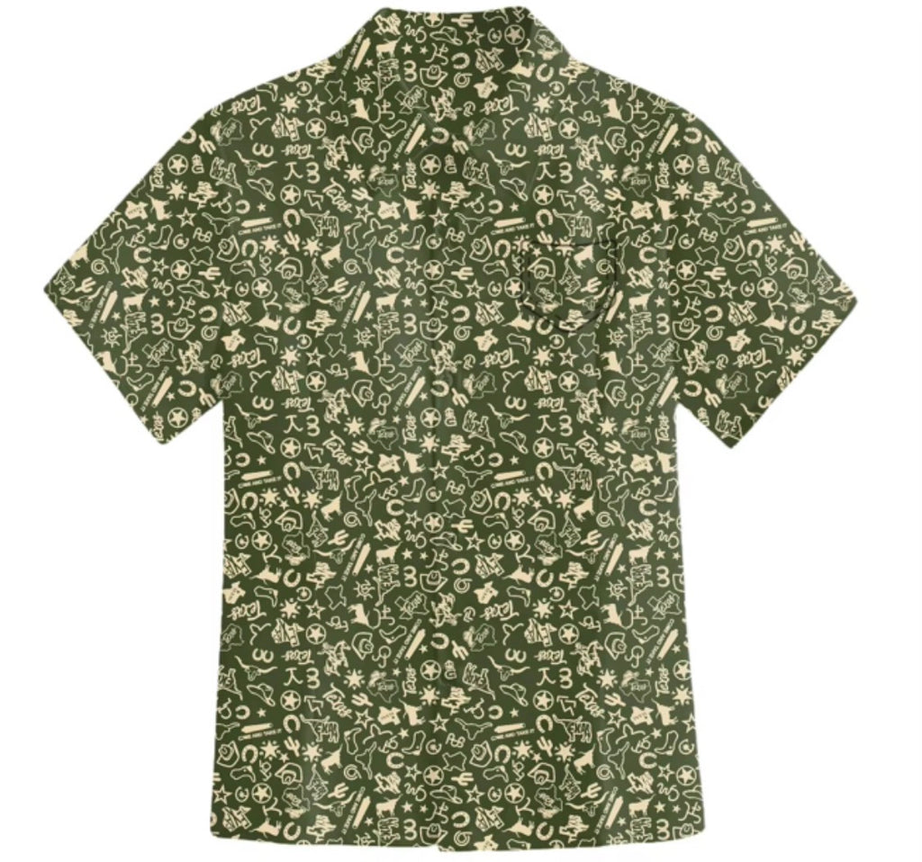 Icons of Texas Performance Button Up Sage Tan