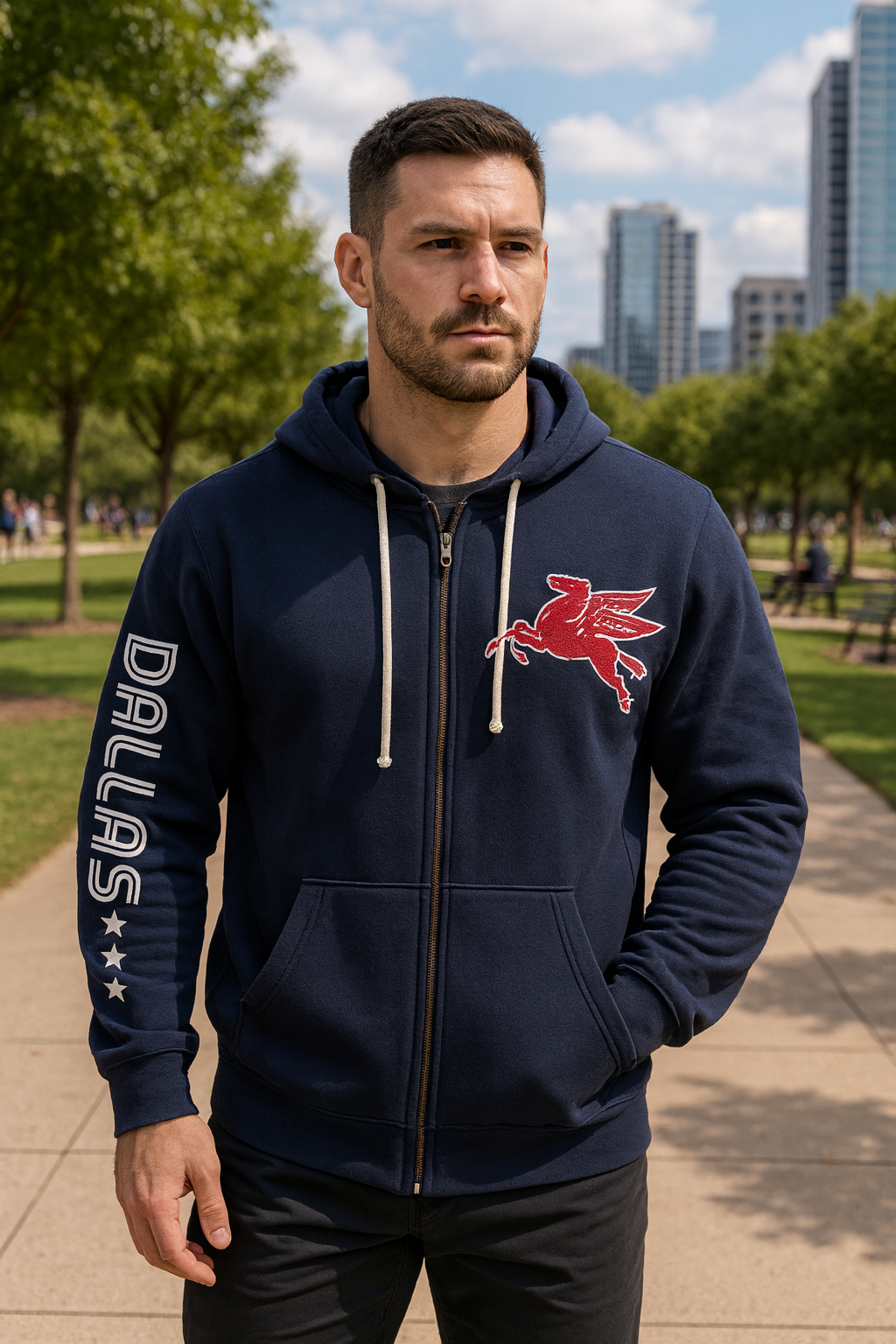 Dallas Pegasus Zip Up Jacket Hoodie
