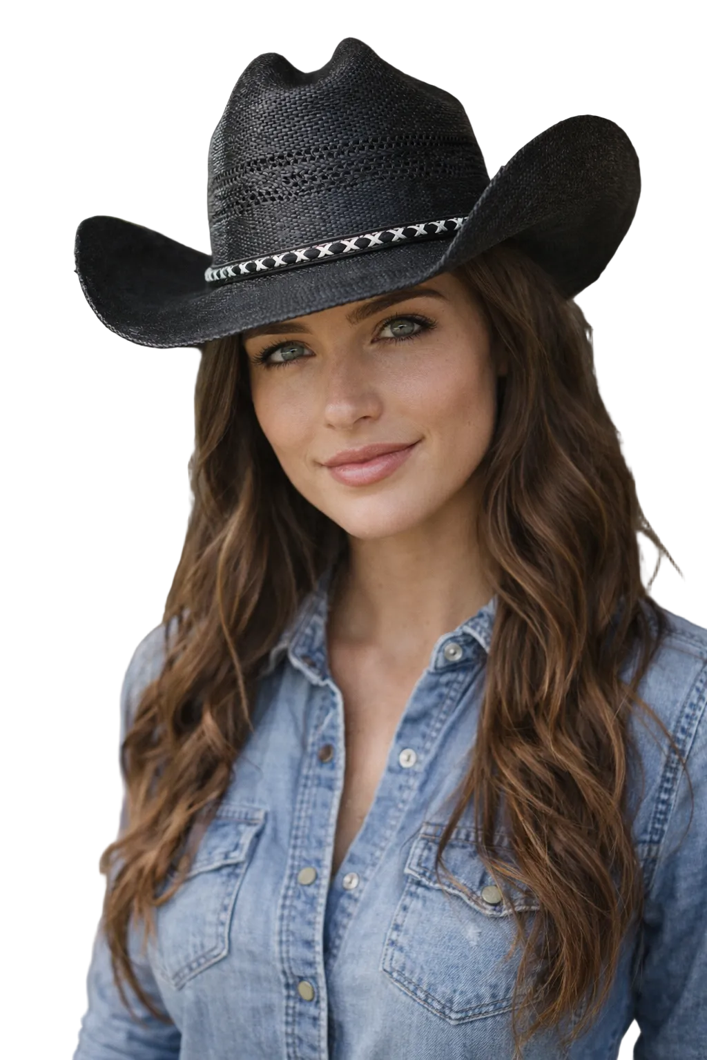 Unisex Western Straw Cowboy Hat Black