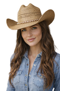 Unisex Western Straw Cowboy Hat Tan