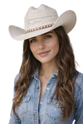 Unisex Western Straw Cowboy Hat White