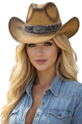 Unisex Western Long Horn Straw Cowboy Hat