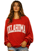 Oklahoma corded light weight crewneck sweatshirt with stretch