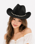 Western Felt Pearl Beaded Cowboy Hat