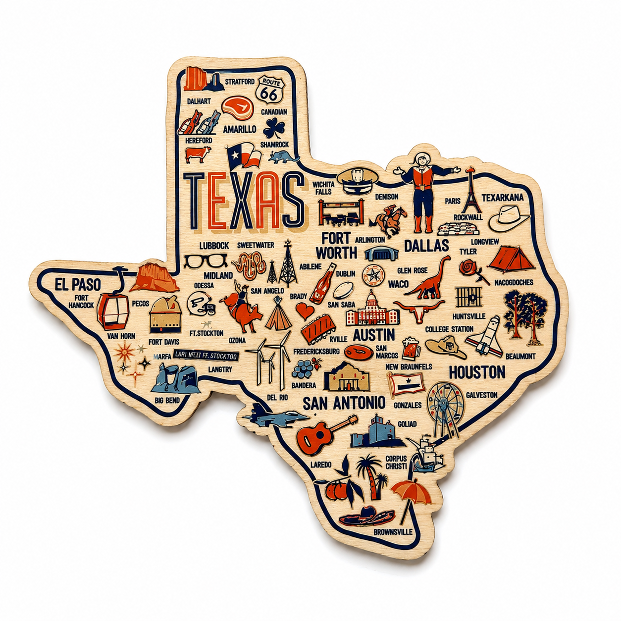 Great State of Texas , wooden Magnet