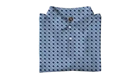 Texas State Performance Polo Light Blue/Navy
