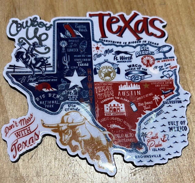 Shape of Texas Red White Blue Magnet