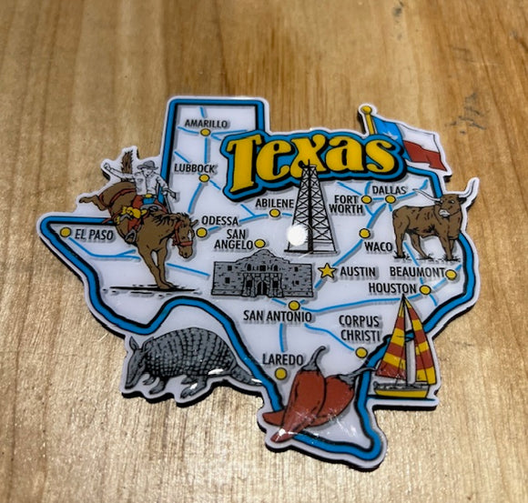 Shape of Texas White Yellow Magnet