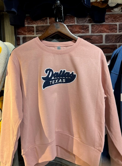 Dallas Texas Script Tail Chenille Sueded Sweatshirt