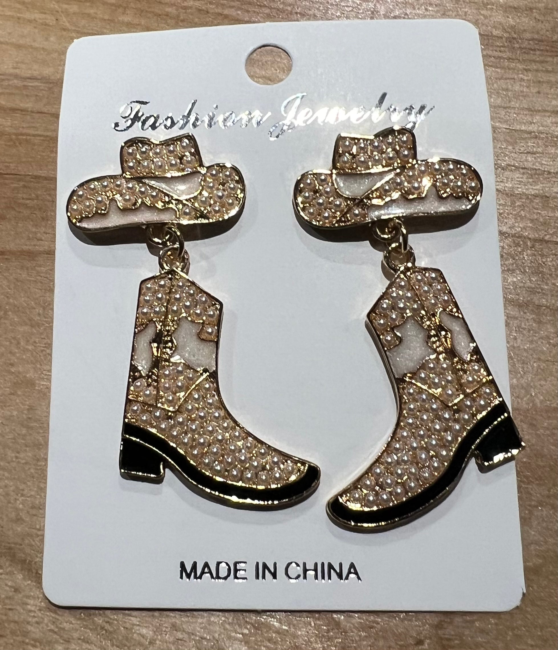 Rinestone Cowboy Hat & Boots  Earrings