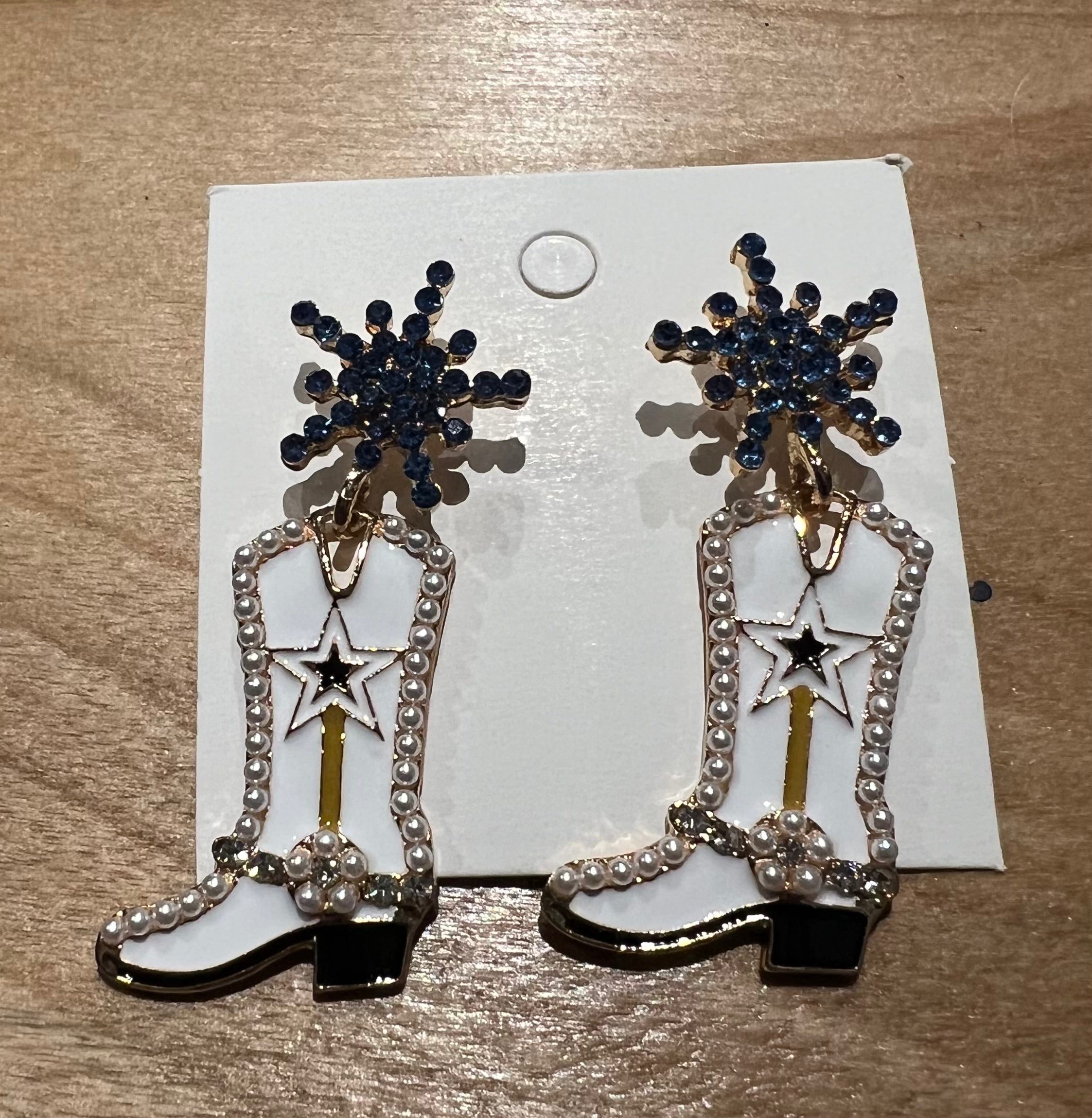 Rinestone  DALLAS Cowboy  Boots  Earrings
