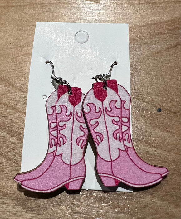 Pink  Cowboy Boots  Earrings