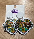 Texas Sunflower Heart Earrings