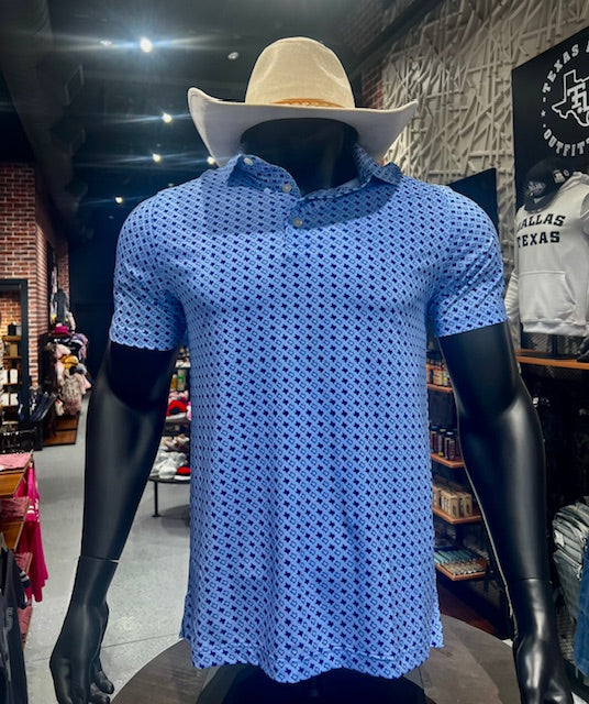 Texas State Performance Polo Light Blue/Navy