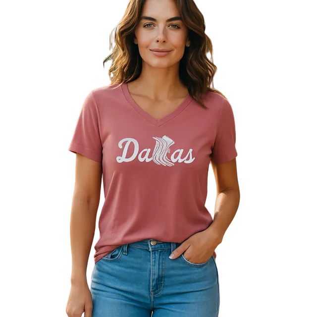 Dallas Boots Women's Tri Blend V-Neck T-Shirt