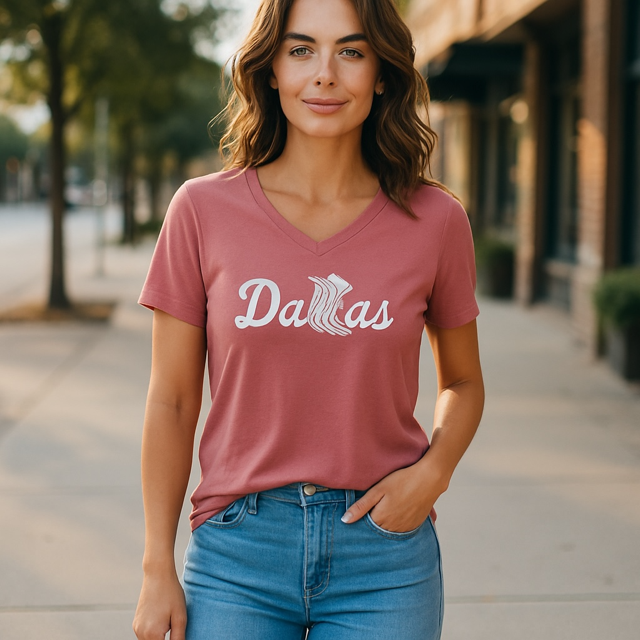 Dallas Boots Women's Tri Blend V-Neck T-Shirt